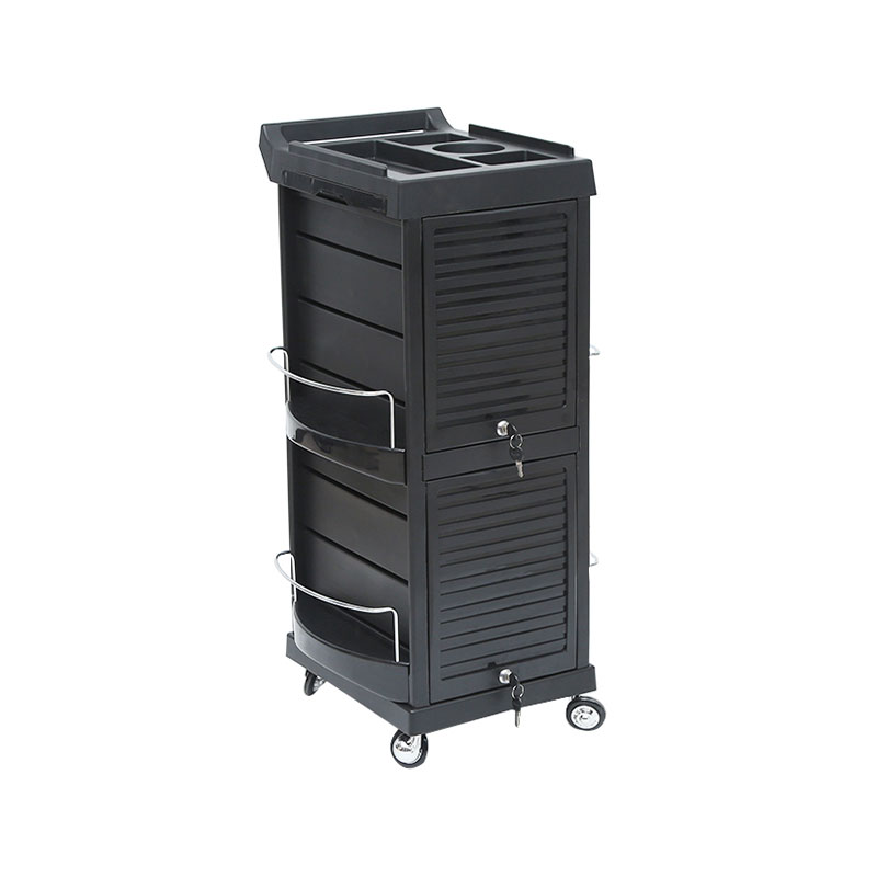 HZ2034 Black salon trolley na may lock 6 drawer