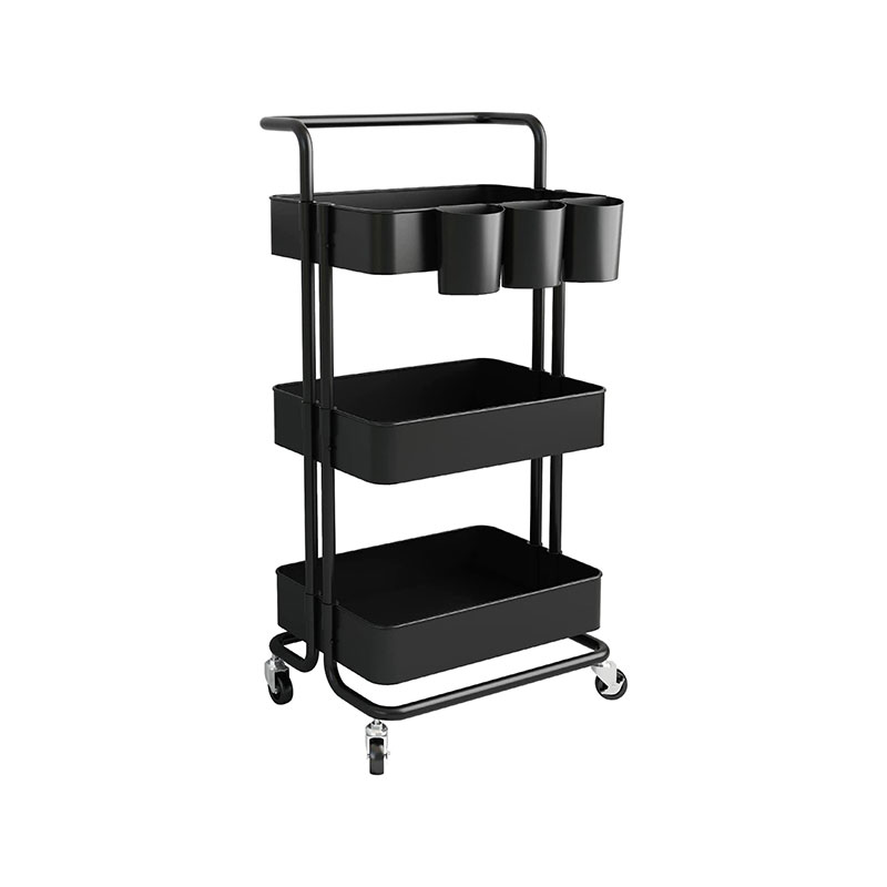 HZ2036 3-Tier rolling storage cart utility cart na may dagdag na hanging cups