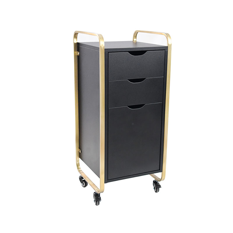 HZ2083BK / HZ2083 Black beauty barber hair stations cabinet na may gintong metal na frame