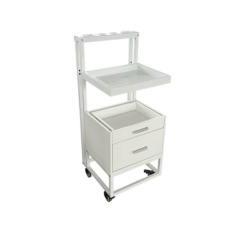HZ2084BK /HZ2084W Barber trolley na may metal tool holder at basket