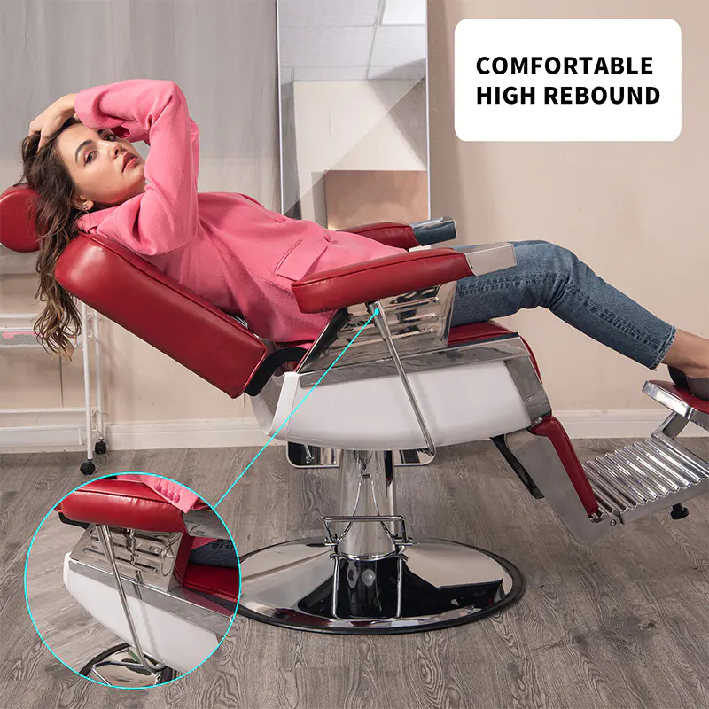 HZ8740BK / HZ8740BR / HZ8740RD / HZ8740BW / HZ8740RW Red hydraulic reclining classic barber chair