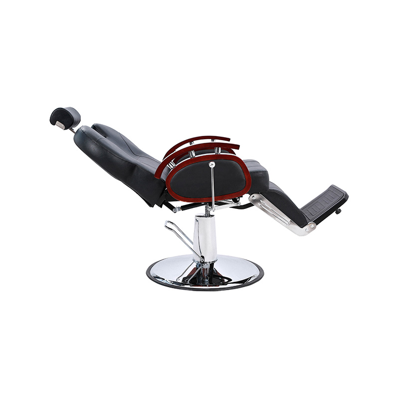 HZ8705B Black na may wooden handrail hydraulic recline barber chair