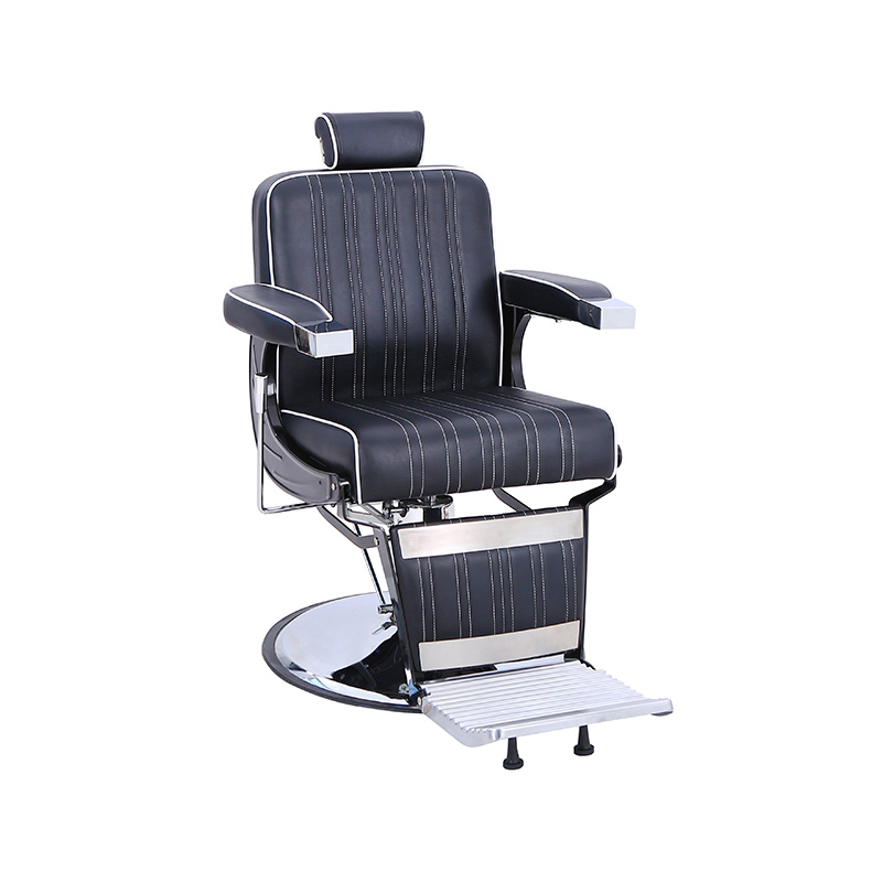 HZ8752SX Black at white rolled edge strip vertical stripes hairstyling chair