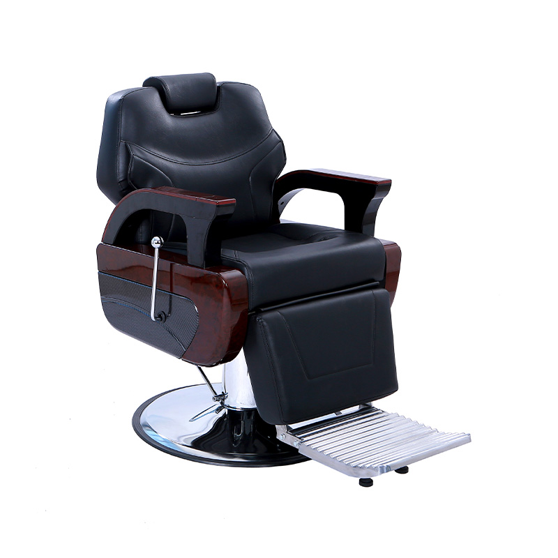 HZ8707 Black na may wooden heavy duty reclining barber chair