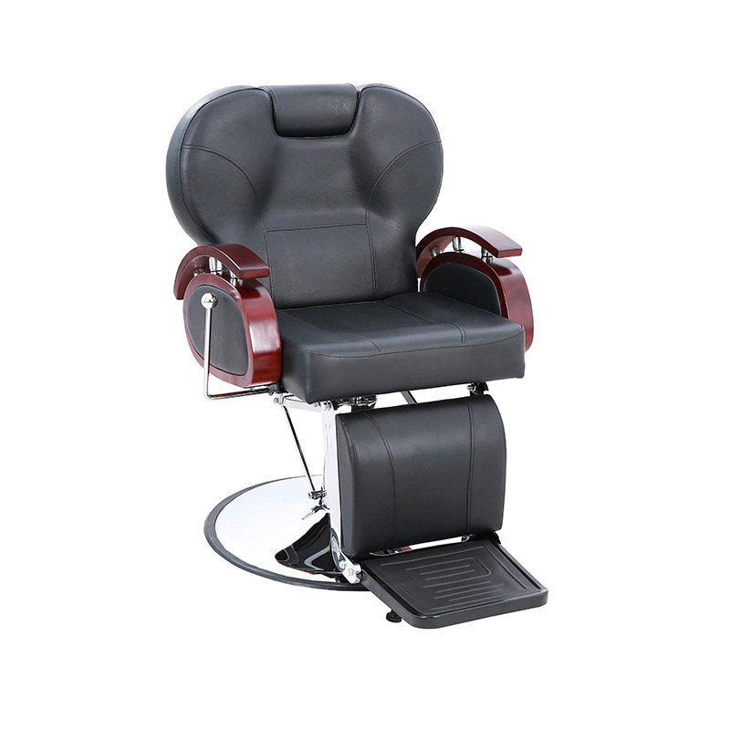 HZ8705B Black na may wooden handrail hydraulic recline barber chair