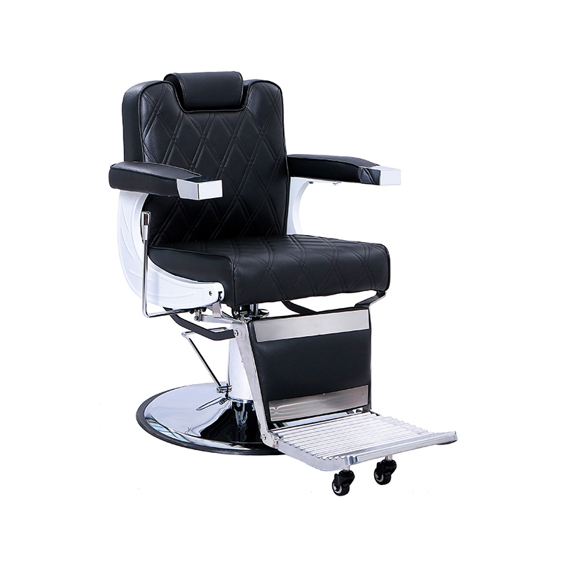 HZ8752D Itim na may itim na tahi na heavy duty metal na vintage barber chair