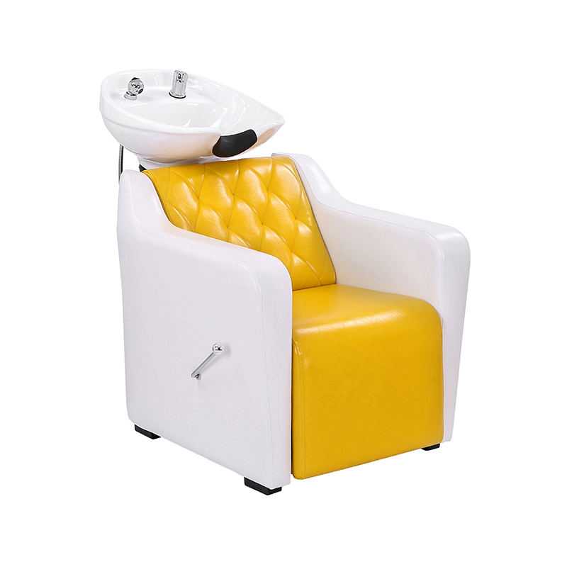 HZ9081 Puti at dilaw na shampoo chair na may reclining legrest