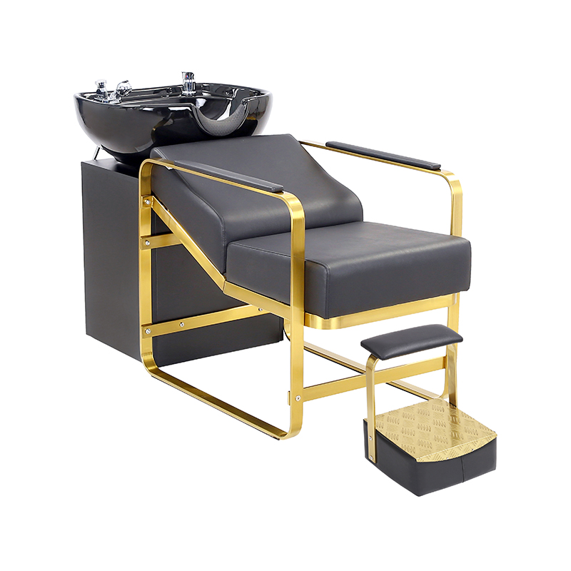 HZ9124 Golden frame na may footrest na shampoo chair