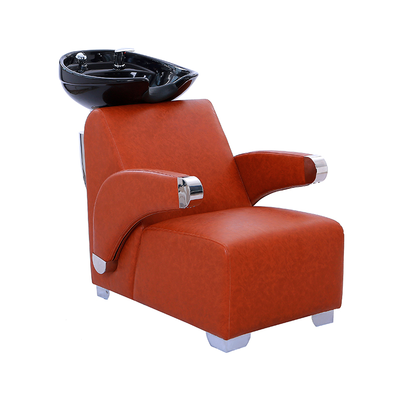 HZ9012 Pulang kayumanggi ceramic bowl backwash shampoo chair